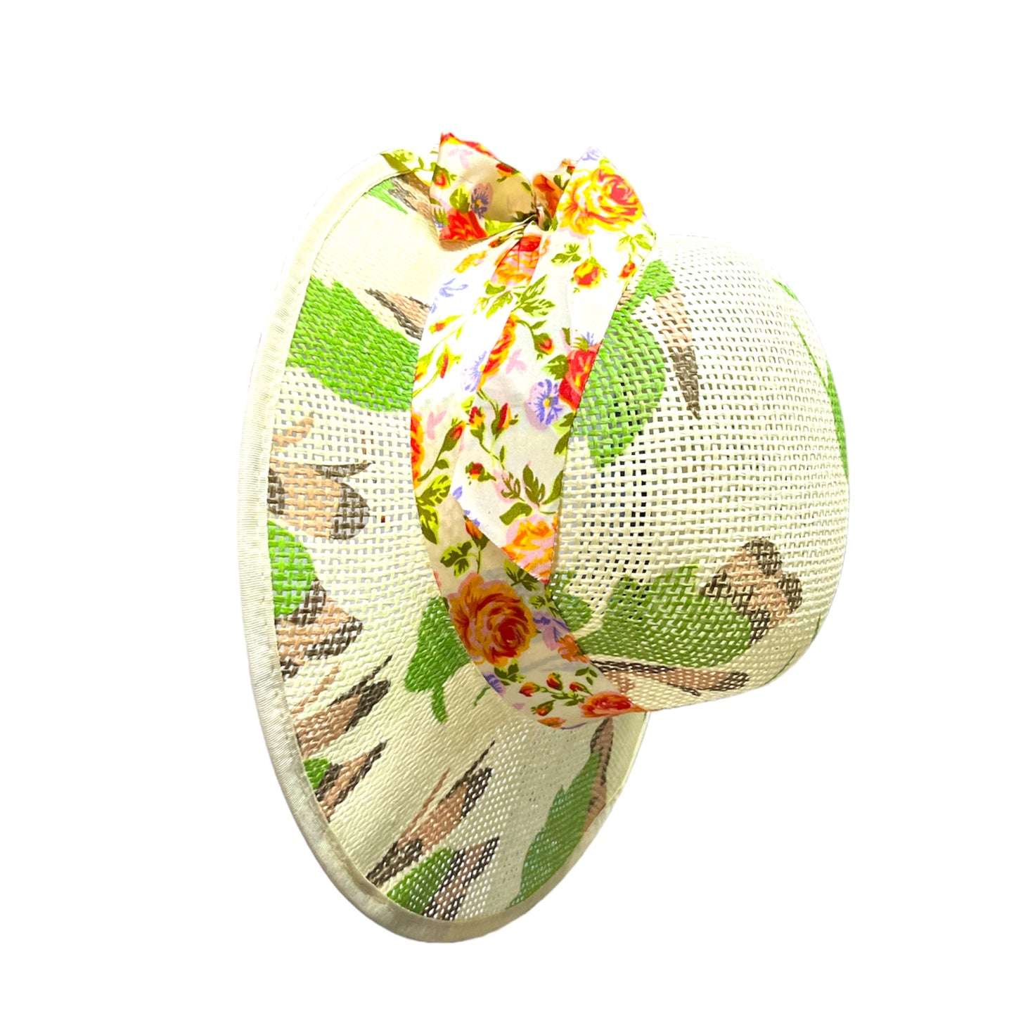 Short Brim Straw Hat with ribbon