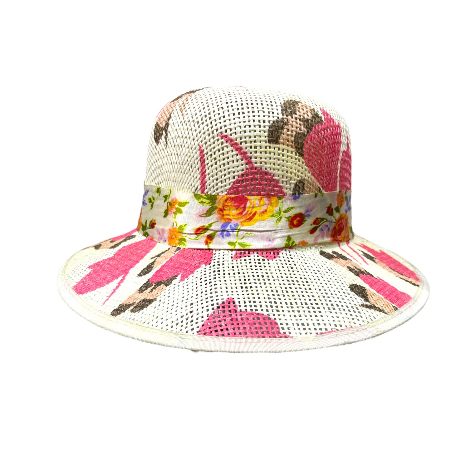 Short Brim Straw Hat with ribbon