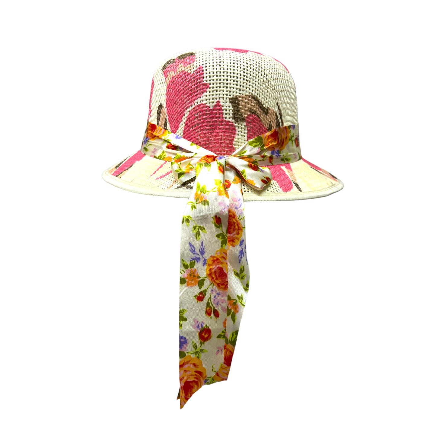 Short Brim Straw Hat with ribbon