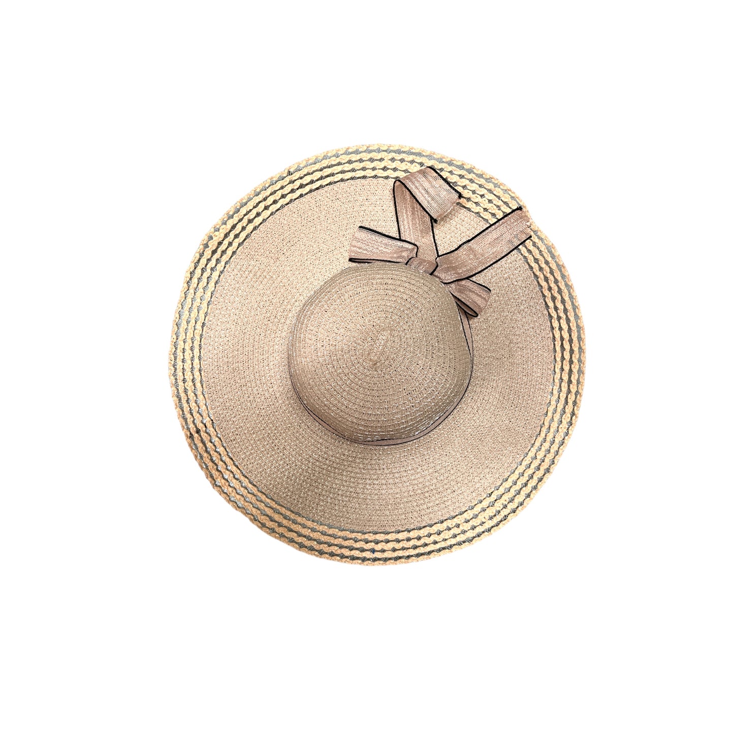 Medium Brim Straw Hat 2 tone with ribbon